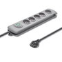 Qoltec Regleta protectora contra sobretensiones 5 tomas 1.8m Gris