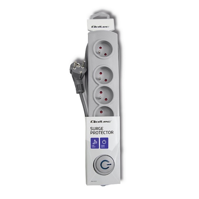 Qoltec Regleta protectora contra sobretensiones 5 tomas 1.8m Gris
