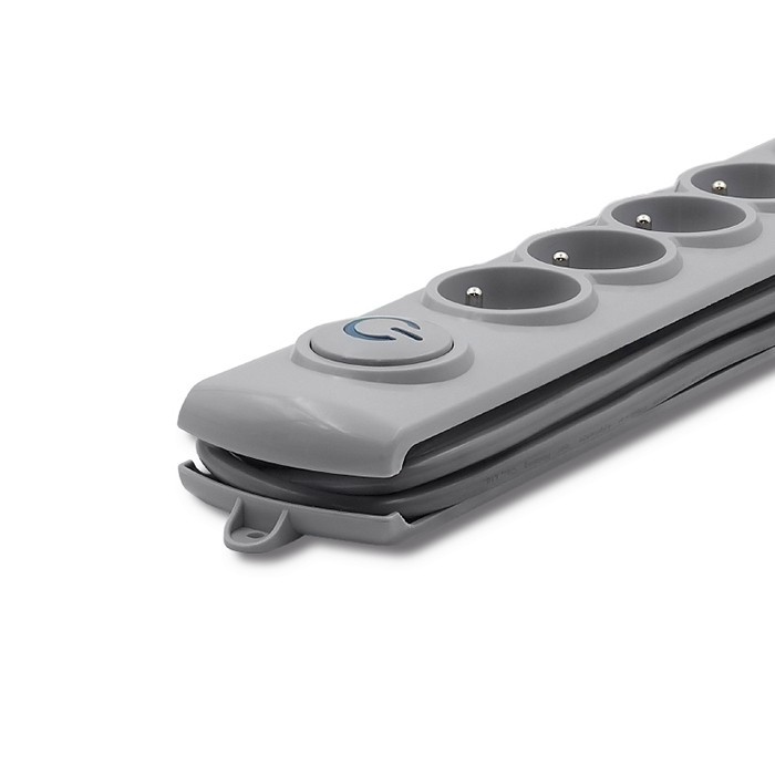 Qoltec Regleta protectora contra sobretensiones 5 tomas 1.8m Gris