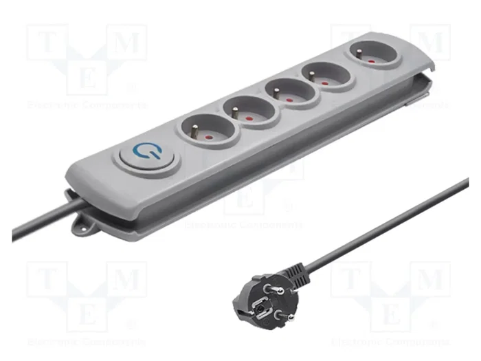 Qoltec Regleta protectora contra sobretensiones 5 tomas 1.8m Gris