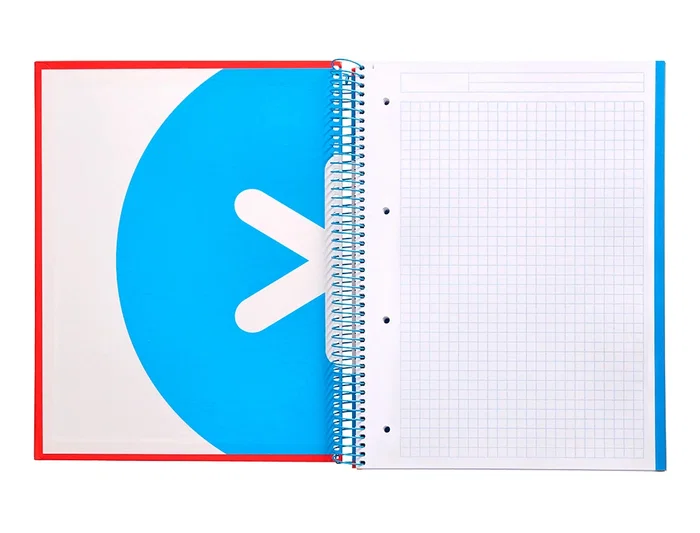 Antartik Cuaderno Espiral A4 Micro Forrado 120 Hojas 90gr Cuadro 5mm 5 Bandas Taladros Rojo