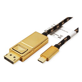 ROLINE Adaptador USB Tipo C a DisplayPort v1.2, 1 m, Negro/Oro