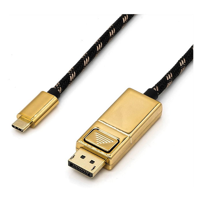 ROLINE Adaptador USB Tipo C a DisplayPort v1.2, 1 m, Negro/Oro