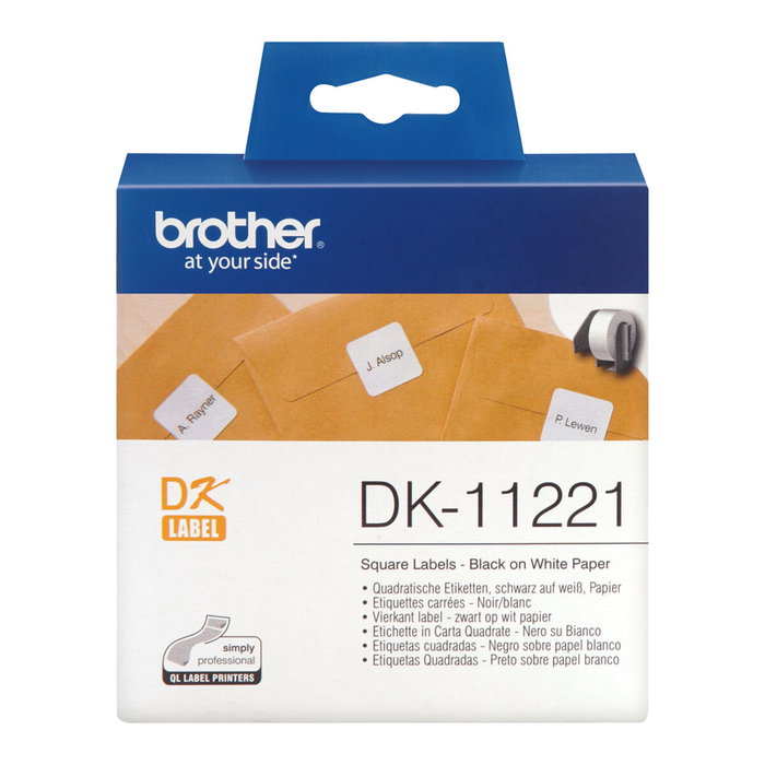 Brother DK-11221 Rollo de Etiquetas Cuadradas 23x23mm, 1000 Unidades