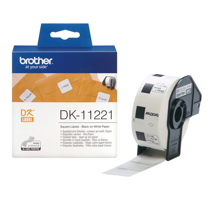 Brother DK-11221 Rollo de Etiquetas Cuadradas 23x23mm, 1000 Unidades