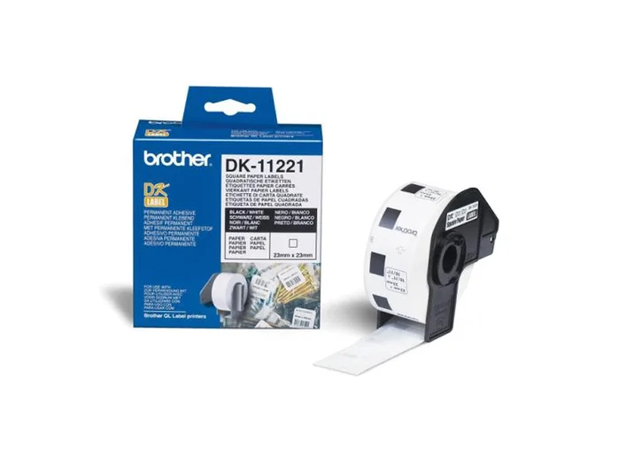 Brother DK-11221 Rollo de Etiquetas Cuadradas 23x23mm, 1000 Unidades