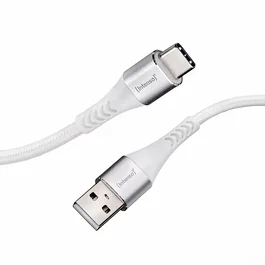 Intenso A315C / 7901102 Cable USB A a USB C 1.5m para Carga y Datos, Carga Rápida 60W, 480 Mbps, Nylon Trenzado, Blanco