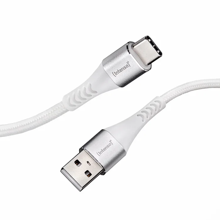 Intenso A315C / 7901102 Cable USB A a USB C 1.5m para Carga y Datos, Carga Rápida 60W, 480 Mbps, Nylon Trenzado, Blanco