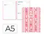 Liderpapel Agenda Escolar Fantasy A5 Día Página Año 2026-2027, Interior Bilingüe, Tapa Dura Espiral, Color Rosa Fresas, Papel FSC 80g, Incluye Pegatinas, Ref EA