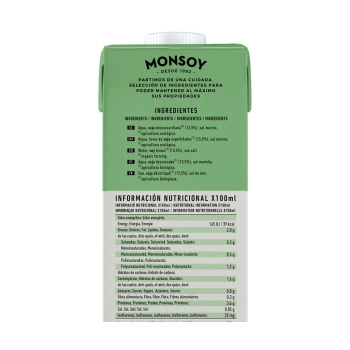 Monsoy Bebida de Soja Bio 1L (Pack de 6 unidades)