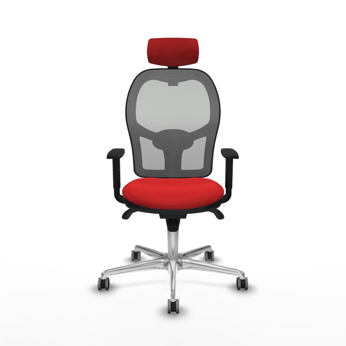 PIQUERAS Y CRESPO Silla de oficina Jorquera con mecanismo sincro, similpiel rojo y malla gris