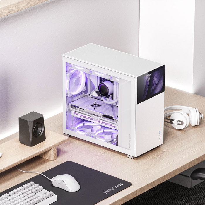 Jonsbo D41 Screen ATX Gehäuse, Cristal Templado - blanco