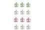 DKD Home Decor Farola Shabby Verde Blanco Hierro Cristal Set de 3 (4 Unidades) 7 x 10 x 7 cm