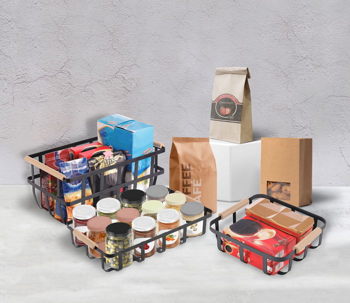 Confortime Cesta de Organización Negra Madera 36 cm x 22 cm x 15.5 cm (6 Unidades)