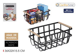 Confortime Cesta de Organización Negra Madera 36 cm x 22 cm x 15.5 cm (6 Unidades)
