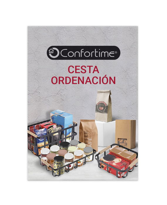 Confortime Cesta de Organización Negra Madera 36 cm x 22 cm x 15.5 cm (6 Unidades)