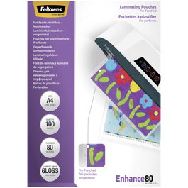 Fellowes Fundas de plastificar Enhance A4 80 micras pre-taladradas