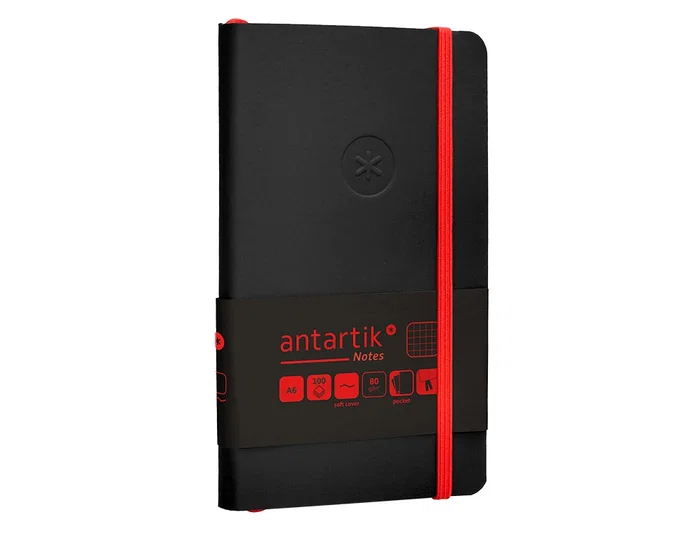 Antartik Cuaderno A6 Tapa Blanda Cuadriculado Negro y Rojo 100 Hojas 80gr FSC