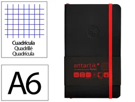Antartik Cuaderno A6 Tapa Blanda Cuadriculado Negro y Rojo 100 Hojas 80gr FSC