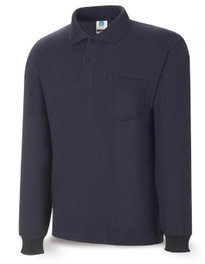 FINSTOCK Polo de Algodón Manga Larga Azul Marino XXL