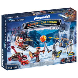 PLAYMOBIL Calendario de Adviento 71346 Novelmore Batalla Nieve con Príncipe Arwynn y Raiders de Burnham Bayron y Brody para niños +5 años