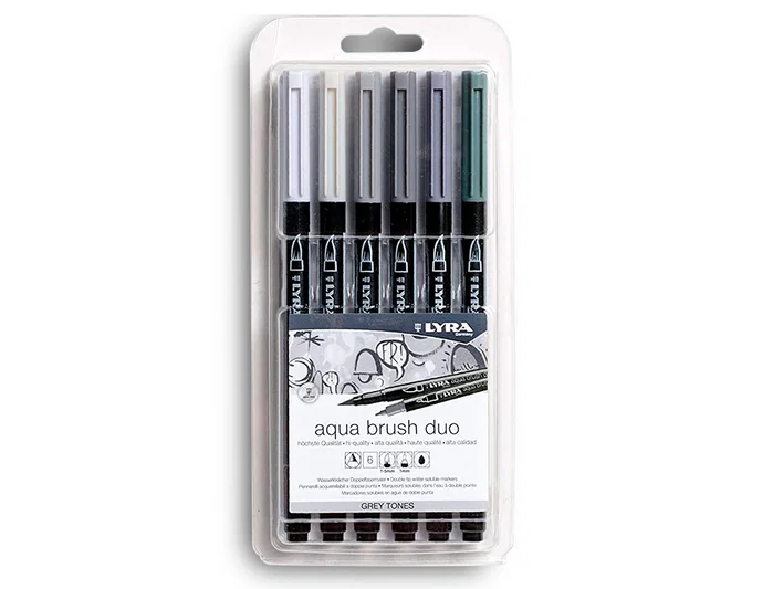LYRA Aqua Brush Rotuladores Tonos Grises Estuche de 6