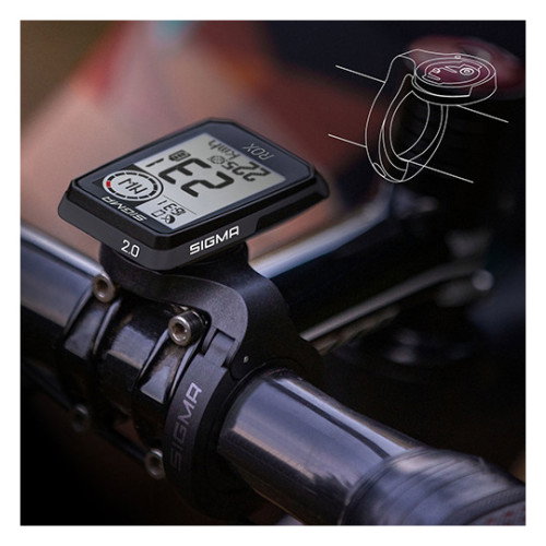 Sigma Sport ROX 2.0 BLACK TOP MOUNT SET Ciclocomputador GPS para Principiantes con 14 Funciones, Compatible ANT+/BLE, Navegación Komoot - Ref. 01052