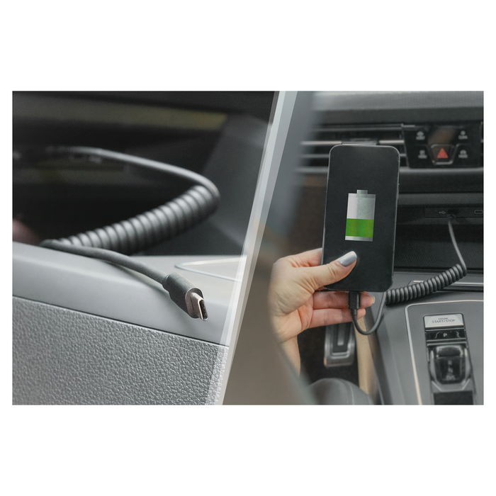 Digitus Cable USB-C a USB-C en Espiral 1m Negro - USB 2.0, 480 Mbps, 60W PD, para Carga y Datos