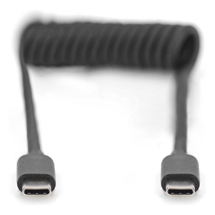 Digitus Cable USB-C a USB-C en espiral de 1 m, Negro