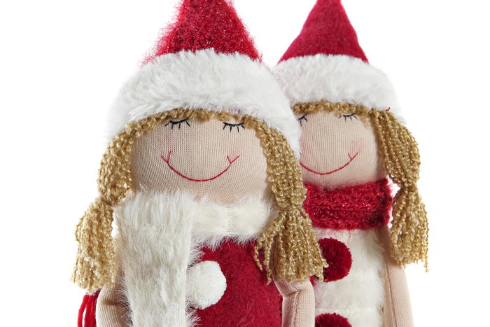 DKD Home Decor Figura Navidad Tradicional Blanco Poliéster 7 x 43 x 11 cm (2 Unidades)
