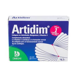 DIMEFAR Artidim Uc-Ii 30 Cápsulas con Colágeno Tipo II no Hidrolizado, Vitamina C y Manganeso para Cartílagos