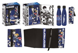 Halantex Set de Regalo Bluelock con Botella de Acero, Pegatina y Cubierta de Libro Azul