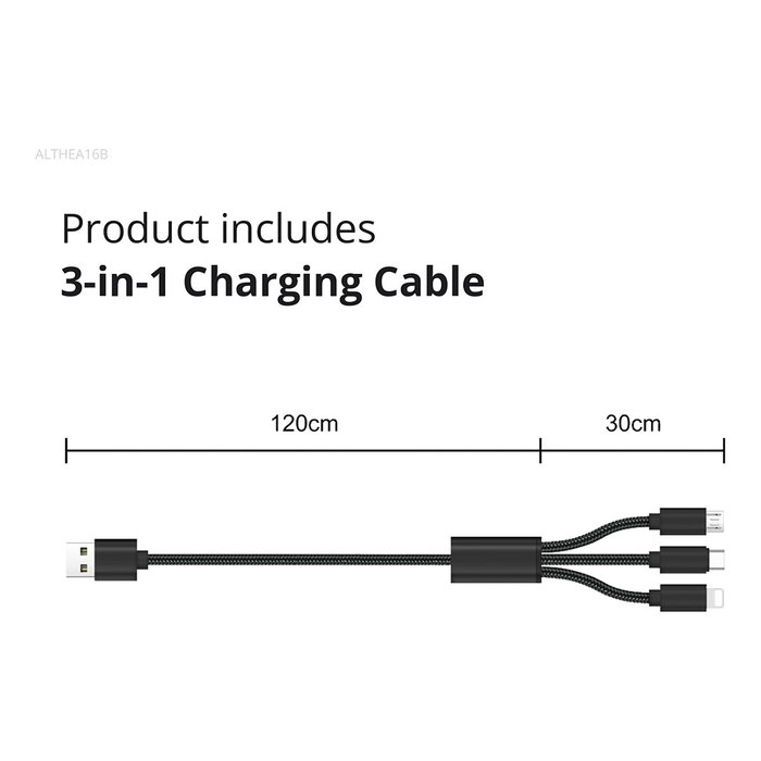 Conceptronic ALTHEA16B Cargador GaN de 33W con 2 puertos y cable 3-en-1 Conceptronic ALTHEA16B Cargador GaN de 33W con 2 puertos y cable 3-en-1