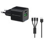 Conceptronic ALTHEA16B Cargador GaN de 33W con 2 puertos y cable 3-en-1