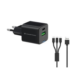 Conceptronic Althea16B Cargador de Pared Negro 33W Dual USB para Carga Rápida