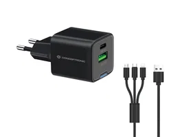 Conceptronic cargador 2port 33w,1xusb-c,1xusb-a +3-in-1 sw