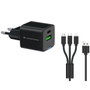 Conceptronic ALTHEA16B Cargador GaN de 33W con 2 puertos y cable 3-en-1