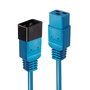 Lindy Cable de Extensión de Alimentación Eléctrica IEC C19 a C20, 3m Azul, H05-VVF 3G 1.50mm² para Servidores y Equipos IT