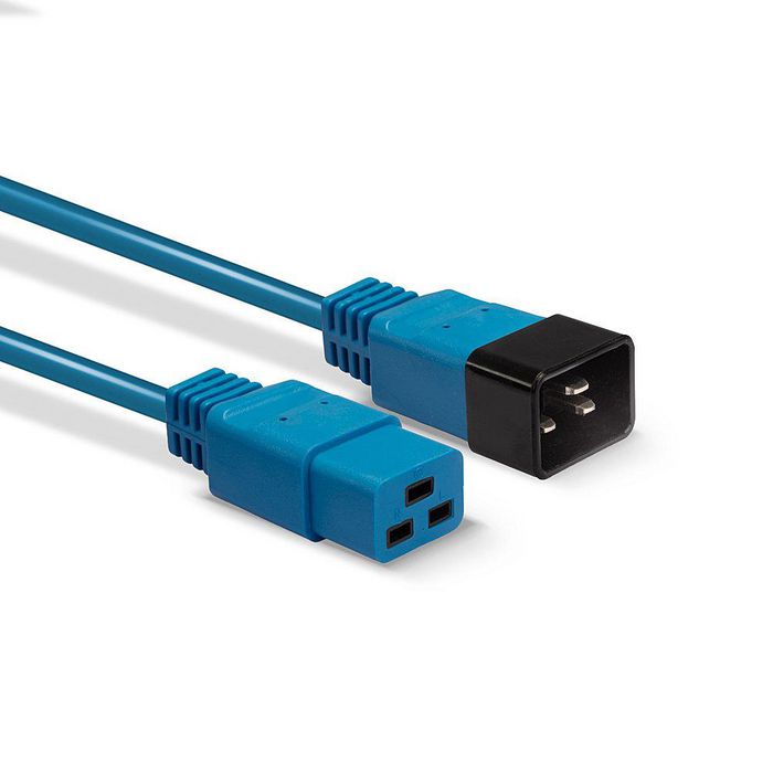 Lindy Cable de Extensión de Alimentación Eléctrica IEC C19 a C20, 3m Azul, H05-VVF 3G 1.50mm² para Servidores y Equipos IT