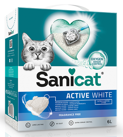 Sanicat Active White Arena para Gatos 6lt Sin Perfume Bentonita Blanca Ultra