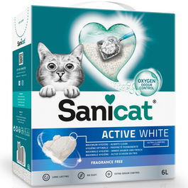 Sanicat Active White Arena para Gatos 6lt Sin Perfume Bentonita Blanca Ultra
