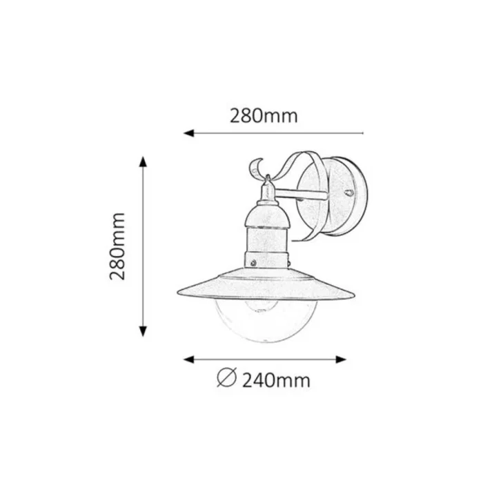 RABALUX Aplique de Exterior Oslo 1xE27 IP44 Metálico con Pantalla Translúcida para Bombilla hasta 60W - RAB-8270