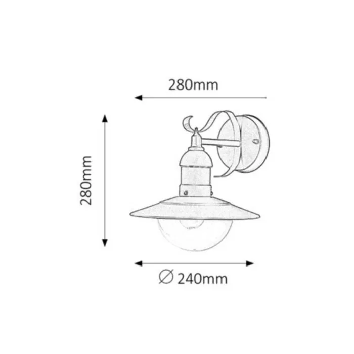RABALUX Aplique de Exterior Oslo 1xE27 IP44 Metálico con Pantalla Translúcida para Bombilla hasta 60W - RAB-8270 RABALUX Aplique de Exterior Oslo 1xE27 IP44 Metálico con Pantalla Translúcida para Bombilla hasta 60W - RAB-8270