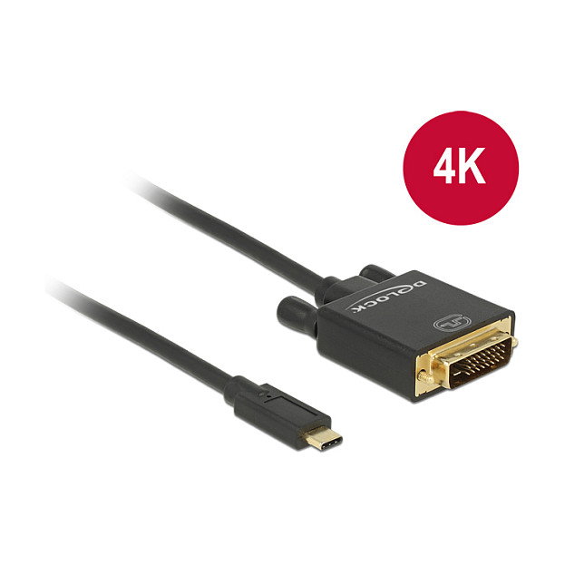 DeLOCK Cable Adaptador DVI 24+1 a USB-C (ST-ST) 1 m, 4K 30 Hz, Negro DeLOCK Cable Adaptador DVI 24+1 a USB-C (ST-ST) 1 m, 4K 30 Hz, Negro