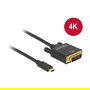 DeLOCK Cable Adaptador DVI 24+1 a USB-C (ST-ST) 1 m, 4K 30 Hz, Negro