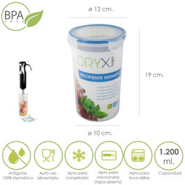 ORYX Recipiente Hermético Redondo de 1200 ml