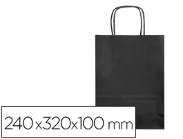 Q-connect Bolsa papel celulosa negro S con asa retorcida 240x320x100 mm