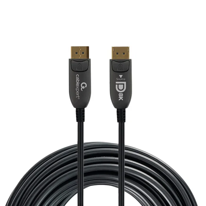 Gembird CC-DP8K-AOC-20M Cable DisplayPort AOC Activo Óptico 8K 60Hz 20m, Fibra Óptica, DP 1.4, 7680x4320, Negro, Conectores Metálicos