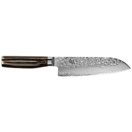 Kai Shun Premier Santoku de 18 cm con mango de nogal y hoja de Damascus de 32 capas.