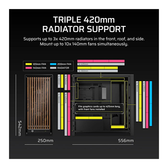 Corsair FRAME 5000D WOOD RS Midi Tower Negro, Nuez